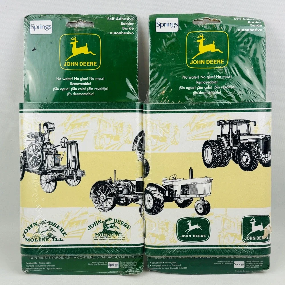 John Deere Vintage Tractor Wallpaper Border Lot of 2 Self-Adhesive 5 Yds Springs